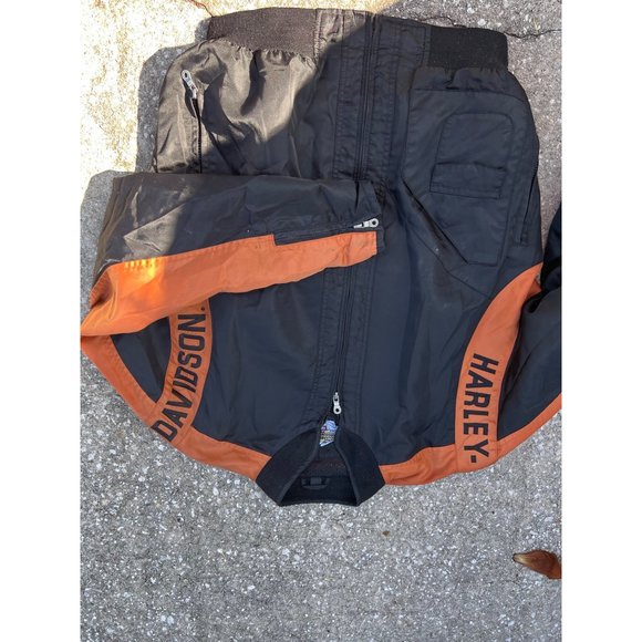 Mens HARLEY DAVIDSON Embroidered LOGO Nylon Zip Bomber Mesh Lined Jacket - Picture 5 of 10